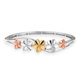 D'Joy Floral Bangle Bracelet in 18K Vermeil YRG and Rhodium Over Sterling Silver (7.25 In) 22.30 Grams - Sticky add to cart bar