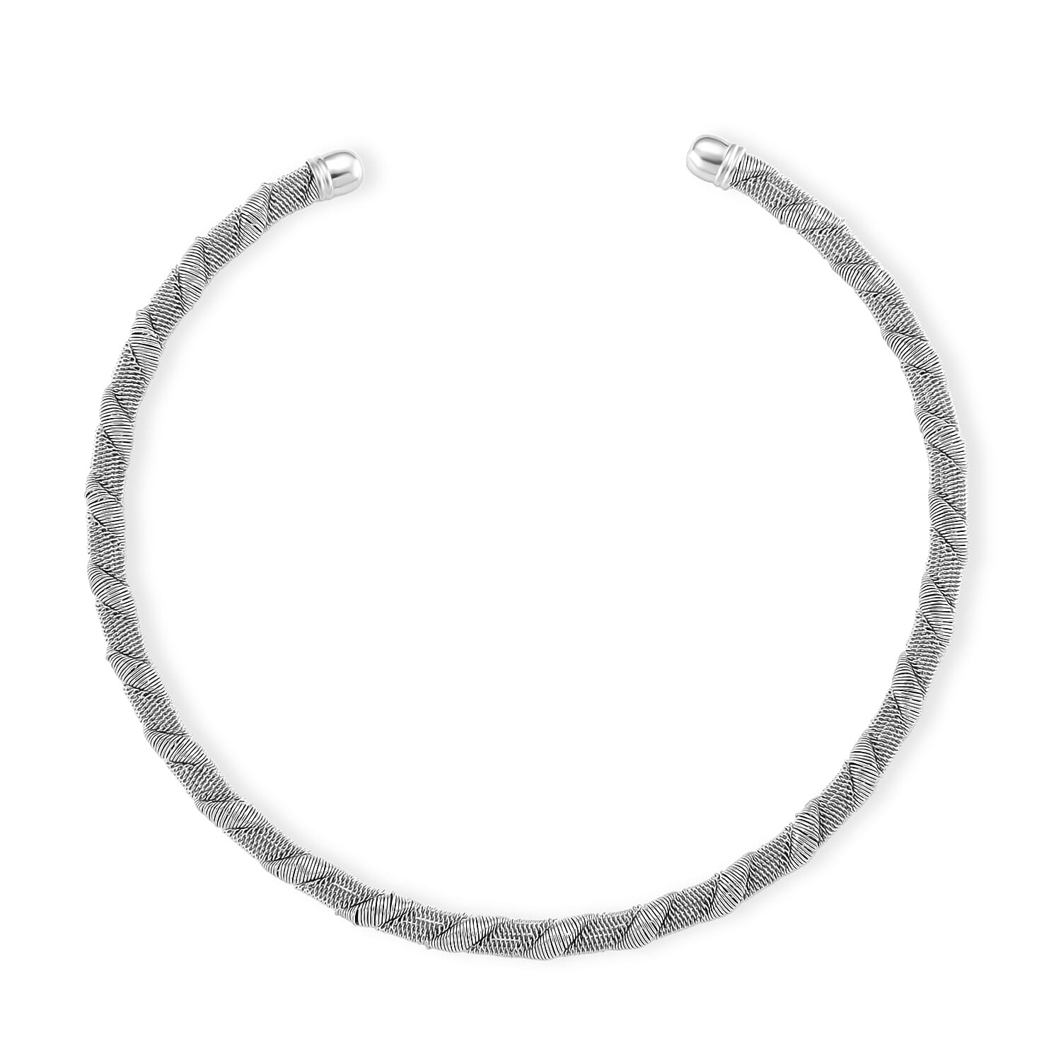 Twisted Texture Necklace in Silvertone 16 Inches