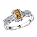 D'Joy Golden Turkizite, Moissanite Ring in Rhodium Over Sterling Silver (Size 6.0) 1.00 ctw - Sticky add to cart bar
