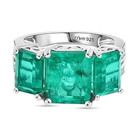 D'Joy Emeraldine Triplet Quartz and White Zircon 7.16 ctw Ring in Rhodium Over Sterling Silver (Size 5.5)