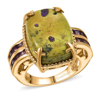 EverTrue Tasmanian Stichtite, African Amethyst Ring in 18K YG Plated (Size 10.0) 14.40 ctw