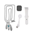 S9 Smart Multi-functional Silver Smart Watch with White Silicone Strap and Robot Pendant Necklace (36 Inches) in Silvertone - Sticky add to cart bar