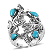 D'Joy Passport to Israel Artisan Crafted Turquoise Ring in Sterling Silver (Size 10.0) 0.85 ctw