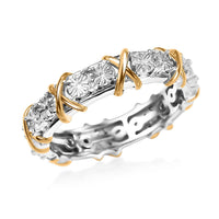 D'Joy 18K Vermeil YG and Rhodium Over Sterling Silver XOXO Ring (Size 10.0)(3.97 g)