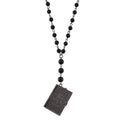 Genoa Black Obsidian 145.00 ctw Japanese Movement Bible Pocket Watch with Chain 36 Inches in Aged Black Silvertone - Sticky add to cart bar