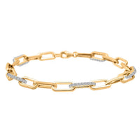 Luxuriant Lab Grown Diamond G-H SI 1.00 ctw Paper Clip Chain Bracelet in 18K Vermeil Yellow Gold Over Sterling Silver (6.50 In)