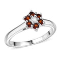 D'Joy Mozambique Garnet, White Zircon Ring in Rhodium Over Sterling Silver (Size 6) 0.40 ctw - Sticky add to cart bar