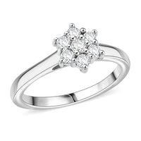 D'Joy Mozambique Garnet, White Zircon Ring in Rhodium Over Sterling Silver (Size 6) 0.40 ctw