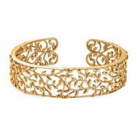D'Joy Vine and Leaf Cuff Bracelet in 18K Vermeil Yellow Gold Over Sterling Silver (7.25 In) 34.50 Grams