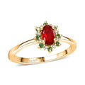 D'Joy Mexican Cherry Fire Opal, Multi Gemstone Ring in 18K Vermeil YG Over Sterling Silver (Size 10.0) 0.50 ctw - Sticky add to cart bar