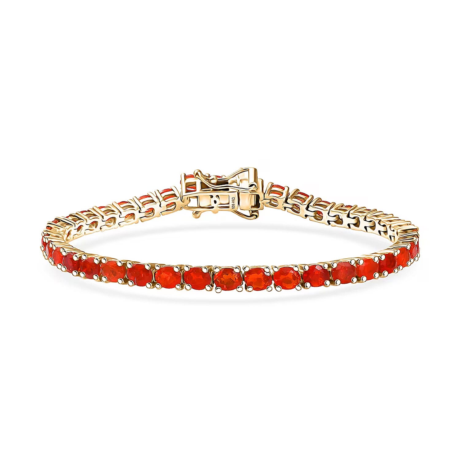 D'Joy Mexican Cherry Fire Opal Bracelet in 18K Vermeil YG Over Sterling Silver (7.25 In) 4.65 ctw
