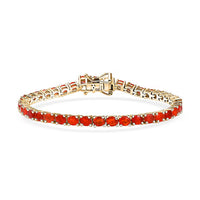D'Joy Mexican Cherry Fire Opal Bracelet in 18K Vermeil YG Over Sterling Silver (7.25 In) 4.65 ctw