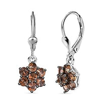 D'Joy Andalusite 1.82 ctw Cluster Earrings in Rhodium Over Sterling Silver