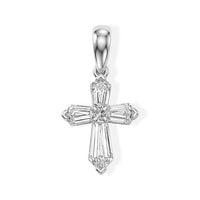 IGI Certified Luxuriant Lab Grown Diamond E-F VS 0.80 ctw Cross Pendant in Rhodium Over Sterling Silver