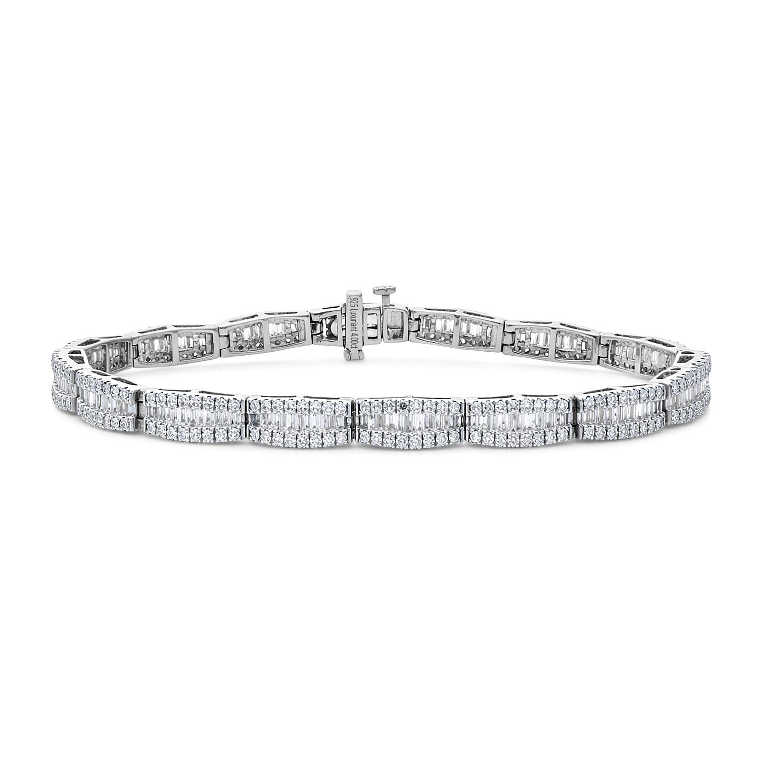 Luxuriant Lab Grown Diamond G-H SI 4.00 ctw Bracelet in Rhodium Over Sterling Silver (7.25 In)