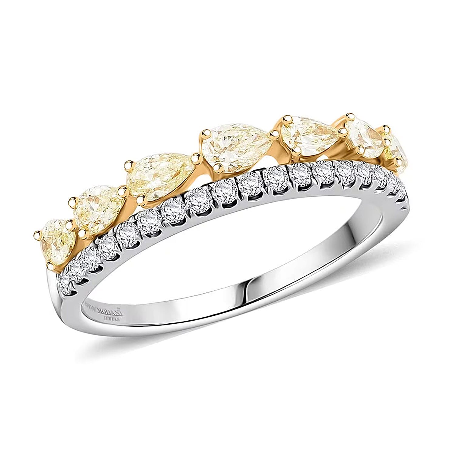 Modani Natural Yellow Diamond and White Diamond SI 0.86 ctw Ring in 950 Platinum and 14K Yellow Gold (Size 10.0)