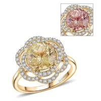 Certified & Appraised Luxoro Hanabi Cut AAA Turkizite and G-H I2 Diamond 3.50 ctw Ring in 10K Yellow Gold (Size 10.0)