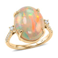 Luxoro 10K Yellow Gold AAA Ethiopian Welo Opal, Diamond (I2) Ring (Size 10.0) 7.40 ctw - Sticky add to cart bar