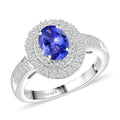 D'Joy Tanzanite, Diamond (0.50 cts) Ring in Rhodium Over Sterling Silver (Size 10.0) 1.70 ctw - Sticky add to cart bar