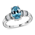 D'Joy Cambodian Blue Zircon, Blue Diamond (IR), Diamond Ring in Rhodium Over Sterling Silver (Size 10.0) 2.85 ctw - Sticky add to cart bar