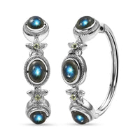 EverTrue Malagasy Labradorite, Peridot Bloomline Earrings in Platinum Bond 8.30 ctw