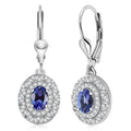 D'Joy Premium Tanzanite and Diamond 1.50 ctw Earrings in Rhodium Over Sterling Silver - Sticky add to cart bar
