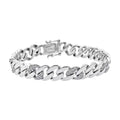 Luxuriant Lab Grown Diamond G-H SI 1.00 ctw Cuban Link Chain Bracelet in Rhodium Over Sterling Silver (6.50 In) - Sticky add to cart bar