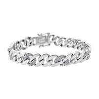 Luxuriant Lab Grown Diamond G-H SI 1.00 ctw Cuban Link Chain Bracelet in Rhodium Over Sterling Silver (6.50 In)