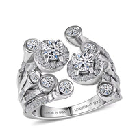 Luxuriant Lab Grown Diamond (G-H, SI) Bubbles Ring in Rhodium Over Sterling Silver (Size 10.0) 1.50 ctw