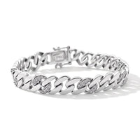 Luxuriant Lab Grown Diamond G-H SI 1.00 ctw Cuban Link Chain Bracelet in Rhodium Over Sterling Silver (6.50 In)