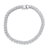 Luxuriant Lab Grown Diamond G-H SI 4.25 ctw Chevron Bracelet in Rhodium Over Sterling Silver (7.25 In)