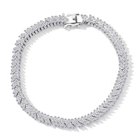 Luxuriant Lab Grown Diamond G-H SI 4.25 ctw Chevron Bracelet in Rhodium Over Sterling Silver (7.25 In)