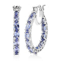 D'Joy Tanzanite Hoop Earrings in Rhodium Over Sterling Silver 5.70 ctw - Sticky add to cart bar