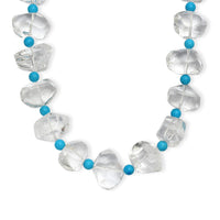 Crystal, Magnesite Beaded Necklace (20 Inches) in Platinum Bond 50.00 ctw