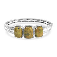 EverTrue Tasmanian Stichtite 34.85 ctw Honeycomb Texture Bangle Bracelet in Platinum Bond (7.25 In)