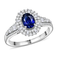 Rhapsody 950 Platinum AAAA Ceylon Blue Sapphire, Diamond (E-F, VS) (0.65 cts) Ring (Size 10.0) (7.35 g) 2.00 ctw
