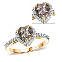 D'Joy AAA Turkizite and Moissanite 1.85 ctw Ring in 18K Vermeil Yellow Gold Over Sterling Silver