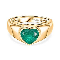 D'Joy Emeraldine Triplet Quartz 2.18 ctw Ring in Vermeil Yellow Gold Over Sterling Silver (Size 8)