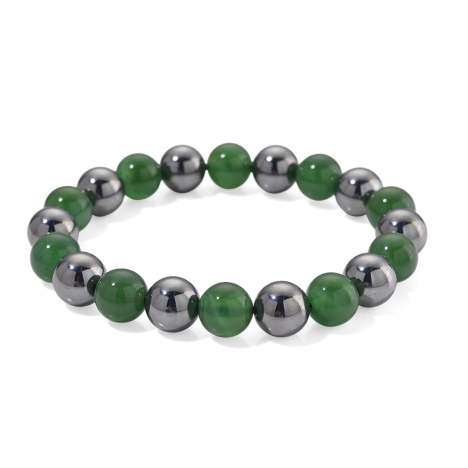 Verde Onyx and Terahertz 140.00 ctw Beaded Stretch Bracelet