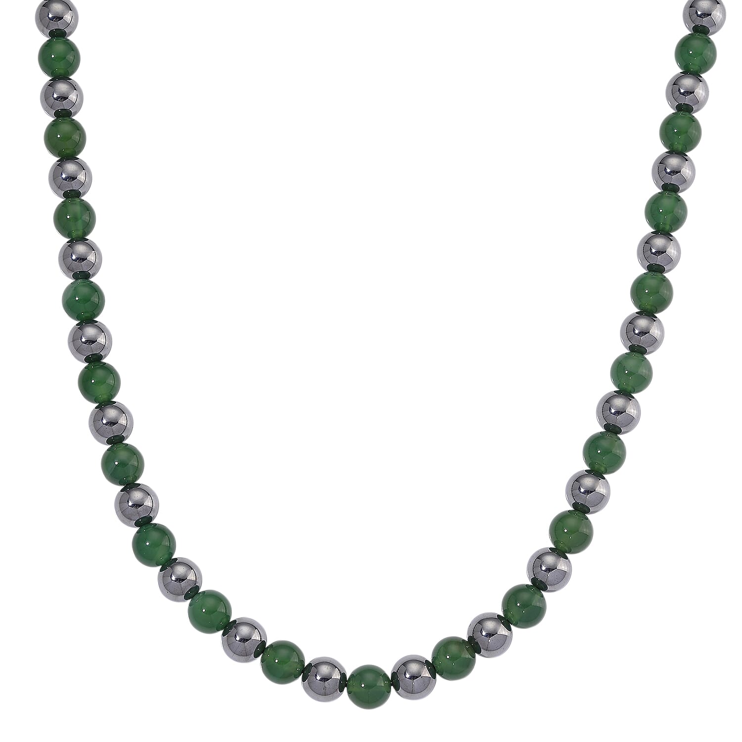 Verde Onyx and Terahertz 300.00 ctw Beaded Necklace in Stainless Steel 18-20 Inches