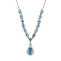 D'Joy Premium Cambodian Blue Zircon and Moissanite 4.50 ctw Dynasty Drip Necklace in Rhodium Over Sterling Silver 18 Inches - Sticky add to cart bar