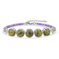 EverTrue Tasmanian Stichtite and Multi Gemstone 15.65 ctw Earthborn Celestial Orbit Elegance Bracelet in Platinum Bond (7.25 In) - Sticky add to cart bar
