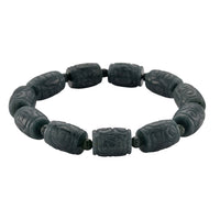 Natural Olmec Jadeite 210.00 ctw Carved Beaded Stretch Bracelet
