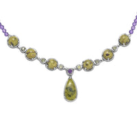 EverTrue Tasmanian Stichtite and Multi Gemstone 39.55 ctw Earthborn Celestial Orbit Elegance Necklace in Platinum Bond 18-20 Inches