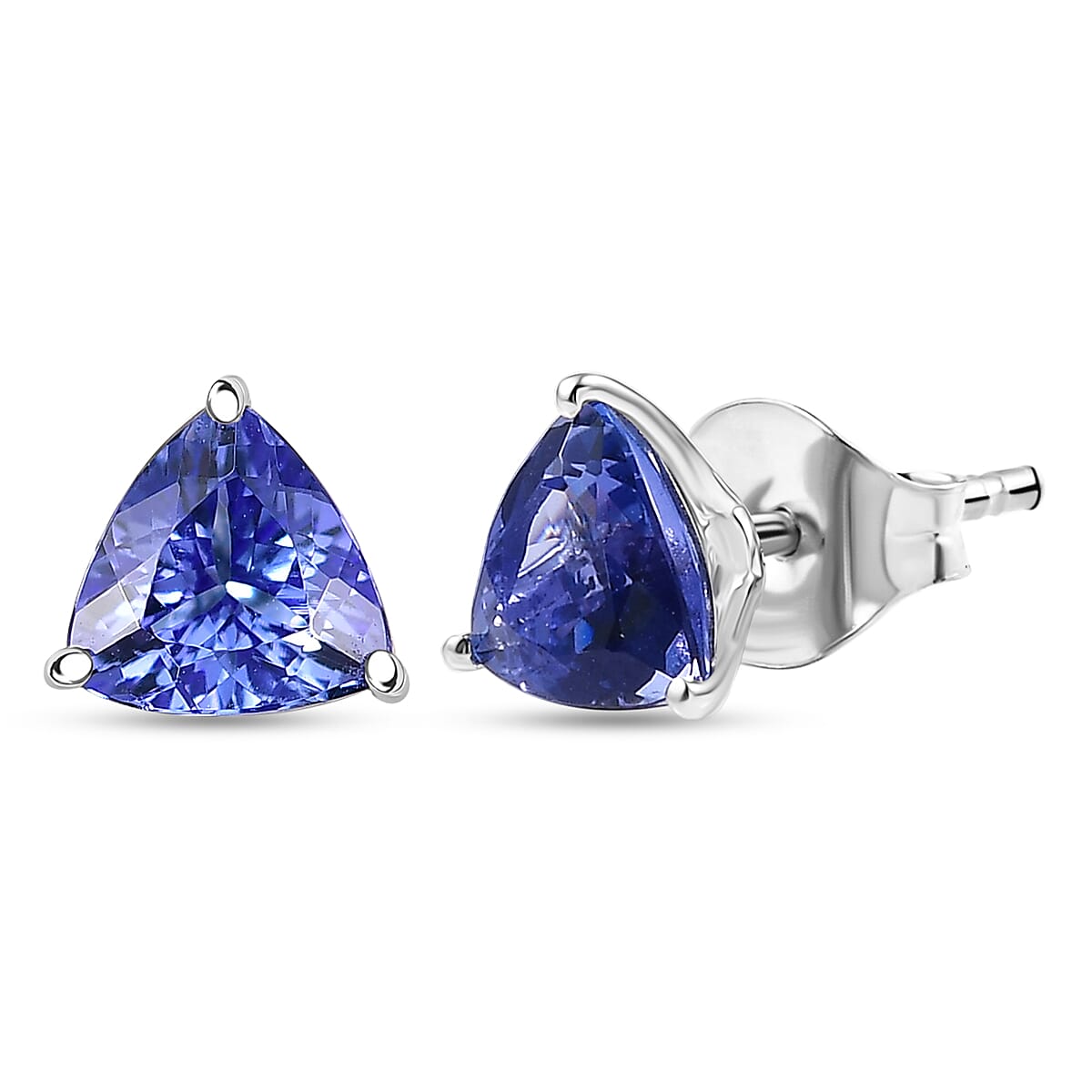 Doorbuster Luxoro 10K White Gold Premium Tanzanite Solitaire Stud Earrings 2.10 ctw
