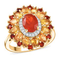 D'Joy Mexican Cherry Fire Opal, Multi Gemstone Ring in 18K Vermeil YG Over Sterling Silver (Size 10.0) 3.40 ctw - Sticky add to cart bar