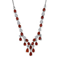 D'Joy Mexican Cherry Fire Opal 3.25 ctw V-shaped Silhouette Necklace in Rhodium Over Sterling Silver 18 Inches - Sticky add to cart bar