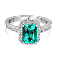 Lab Grown Colombian Emerald and Diamond 2.11 ctw Ring in Rhodium Over Sterling Silver (Size 11.5)