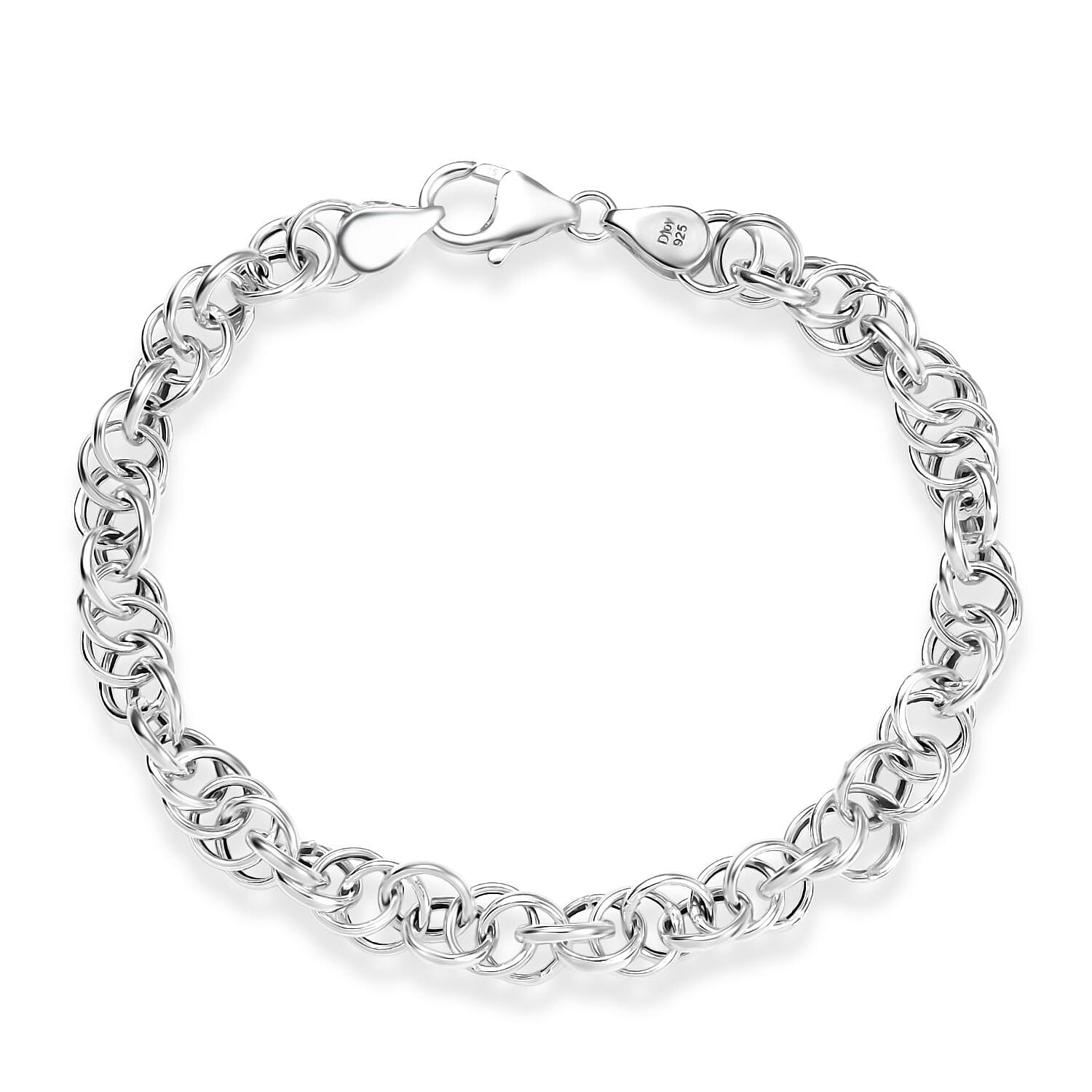 D'Joy Round Link Chain Bracelet in Sterling Silver (7.25 In) 7.65 Grams