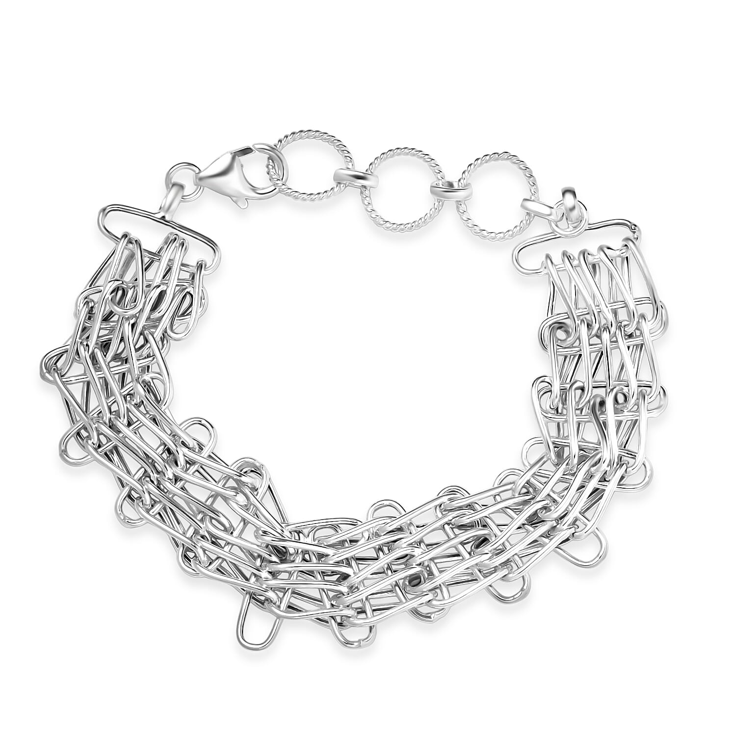 D'Joy Fancy Link Chain Bracelet in Sterling Silver (7.25 In) 11.25 Grams
